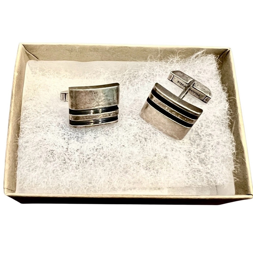 20g Sterling GRAD GLAM! MCM Designer Silver Cuff Links, Jacob M. Oldak Vintage